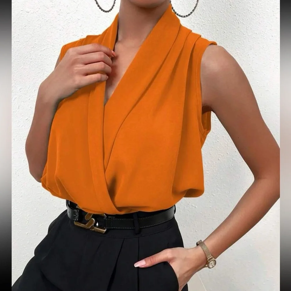 Luxe wrap hem surplice blouse - Picture 7 of 16